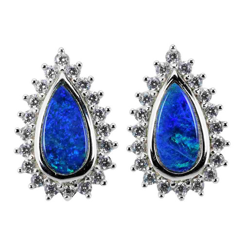  *   A SWAN LAKE STERLING SILVER AUSTRALIAN OPAL STUD EARRINGS