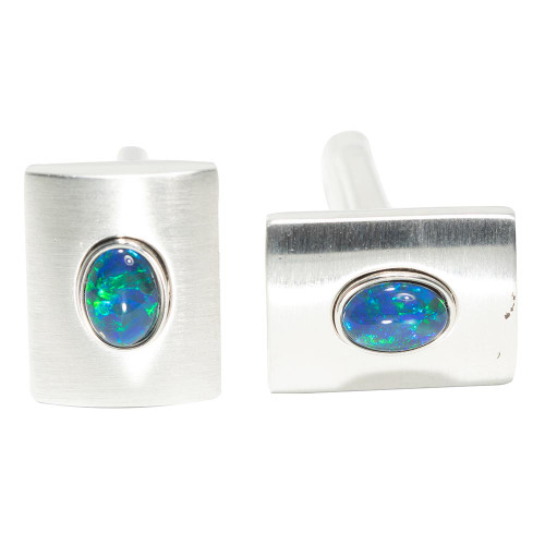   *  ENCHANTED TREEHOUSE STERLING SILVER GENUINE AUSTRALIAN OPAL CUFFLINKS