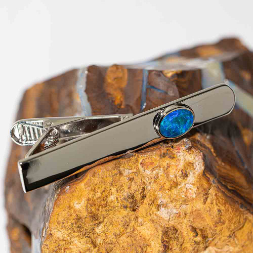 BLUE CRIMSON MEN'S AUSTRALIAN OPAL TIE BAR
