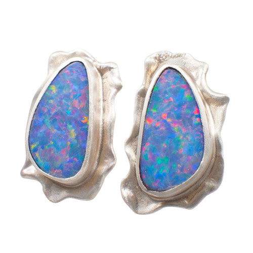  MATTE LUV STERLING SILVER OPAL EARRINGS