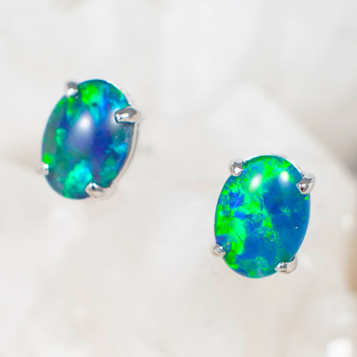   JOLIE STERLING SILVER AUSTRALIAN OPAL EARRINGS