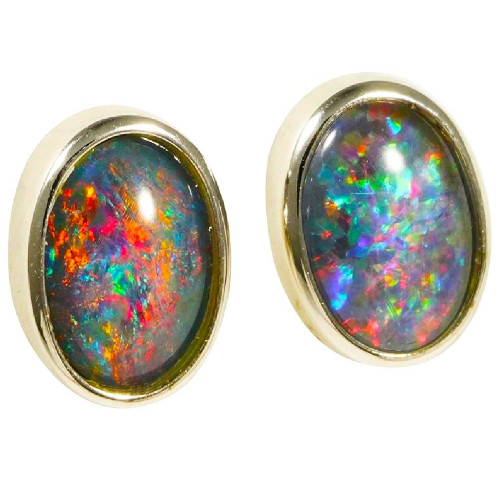   A  RICHELLE STERLING SILVER AUSTRALIAN OPAL STUD EARRINGS