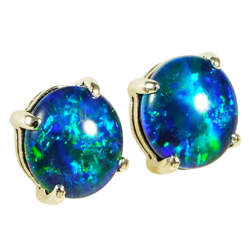   A FEATHERED DAZZLE STERLING SILVER AUSTRALIAN OPAL STUD EARRINGS