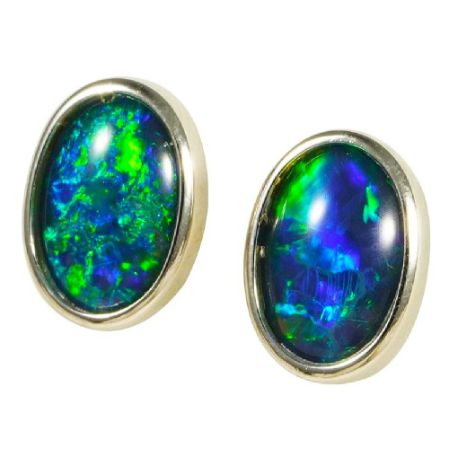  *  A NOVIA STERLING SILVER AUSTRALIAN OPAL STUD EARRINGS