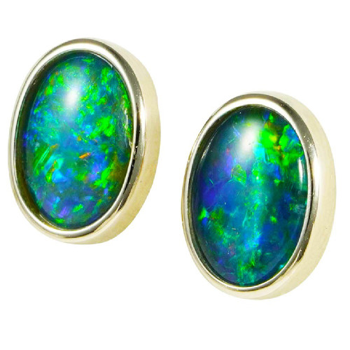   A FRANCESCA STERLING SILVER AUSTRALIAN OPAL STUD EARRINGS
