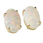   A  SAORI 14KT GOLD NATURAL AUSTRALIAN WHITE OPAL STUD EARRINGS