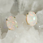   A  SAORI 14KT GOLD NATURAL AUSTRALIAN WHITE OPAL STUD EARRINGS