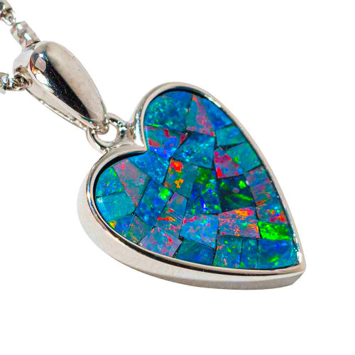   * A TOKEN OF GRATITUDE STERLING SILVER AUSTRALIAN OPAL HEART PENDANT