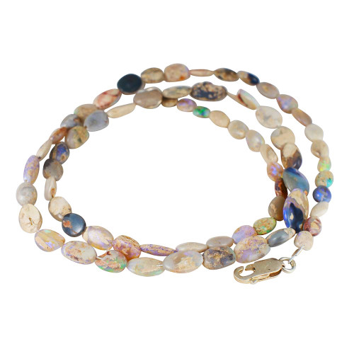 *OPAL MINE SEMI-BLACK SOLID AUSTRALIAN OPAL NECKLACE
