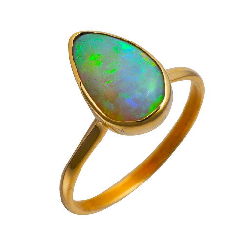 *  TEARDROP FROM HEAVEN 14KT YELLOW GOLD AUSTRALIAN OPAL RING