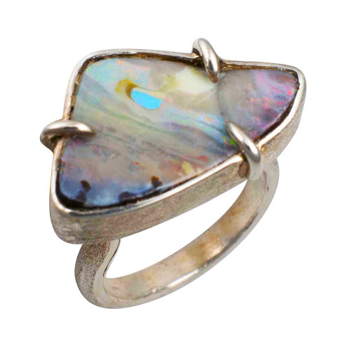 MY REGAL GEM STERLING SILVER AUSTRALIAN SOLID OPAL RING