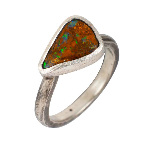 MY OPAL CREATION STERLING SILVER AUSTRALIAN SOLID OPAL RING