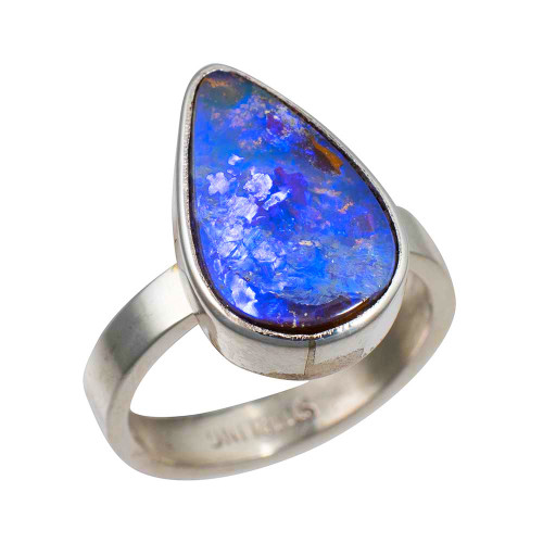 * 1 TATSU STERLING SILVER AUSTRALIAN BOULDER OPAL RING