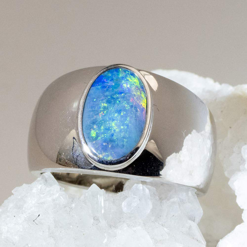 OFF THE WALL STERLING SILVER AUSTRALIAN OPAL RING