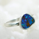 *   OPULENT ORIGINS STERLING SILVER AUSTRALIAN SOLID BOULDER OPAL RING