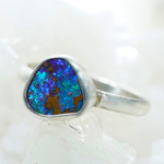 *   OPULENT ORIGINS STERLING SILVER AUSTRALIAN SOLID BOULDER OPAL RING