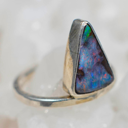* ANCIENT EGYPT STERLING SILVER AUSTRALIAN BOULDER OPAL RING