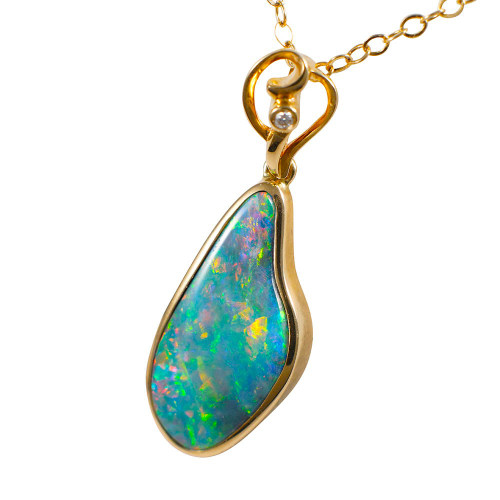 * AIRE 14KT GOLD & DIAMOND AUSTRALIAN OPAL JEWELRY SET