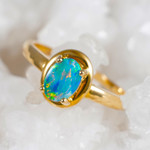 * AIRE 14KT GOLD & DIAMOND AUSTRALIAN OPAL JEWELRY SET