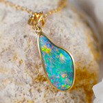 * AIRE 14KT GOLD & DIAMOND AUSTRALIAN OPAL JEWELRY SET