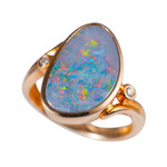 * BRE 14KT ROSE GOLD & DIAMOND AUSTRALIAN OPAL JEWELRY SET