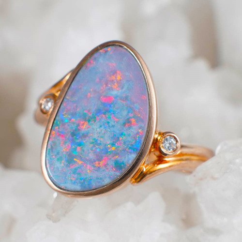 * BRE 14KT ROSE GOLD & DIAMOND AUSTRALIAN OPAL JEWELRY SET