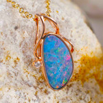 * BRE 14KT ROSE GOLD & DIAMOND AUSTRALIAN OPAL JEWELRY SET